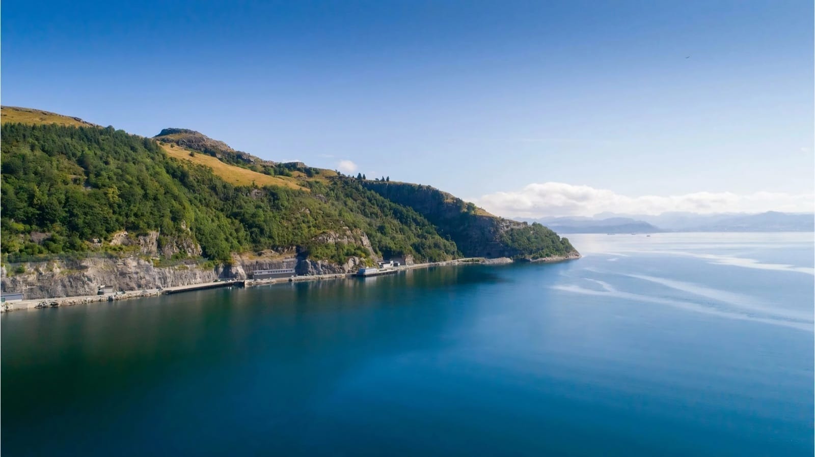 The Green Mountain data center built into the granite cliff by the fjord near Stavanger in Norway