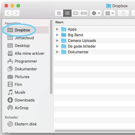 Åbn Dropbox på Mac