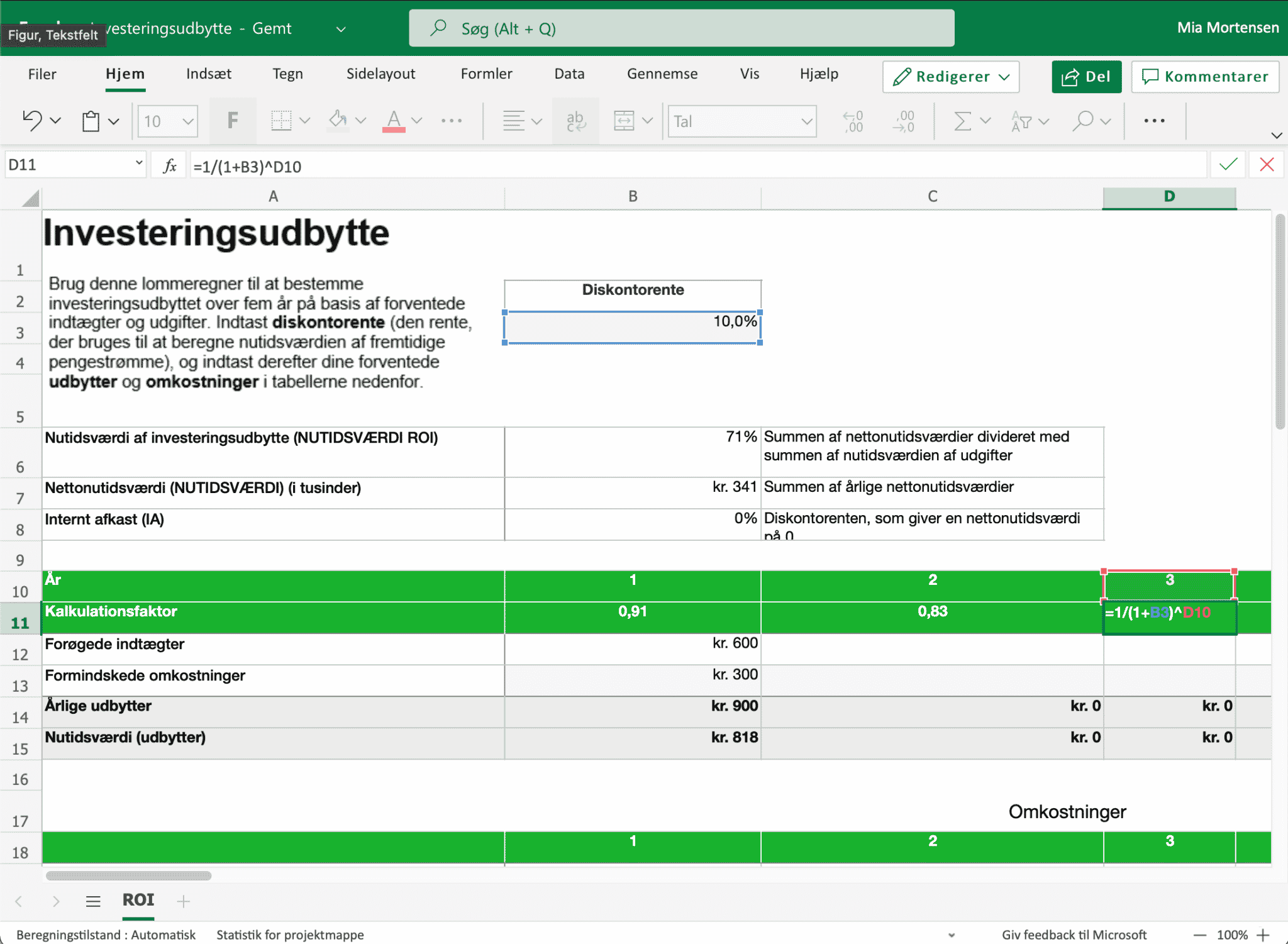 Screenshot showing Microsoft Excel Online in a browser with documents stored at Onlime in Scandinavia